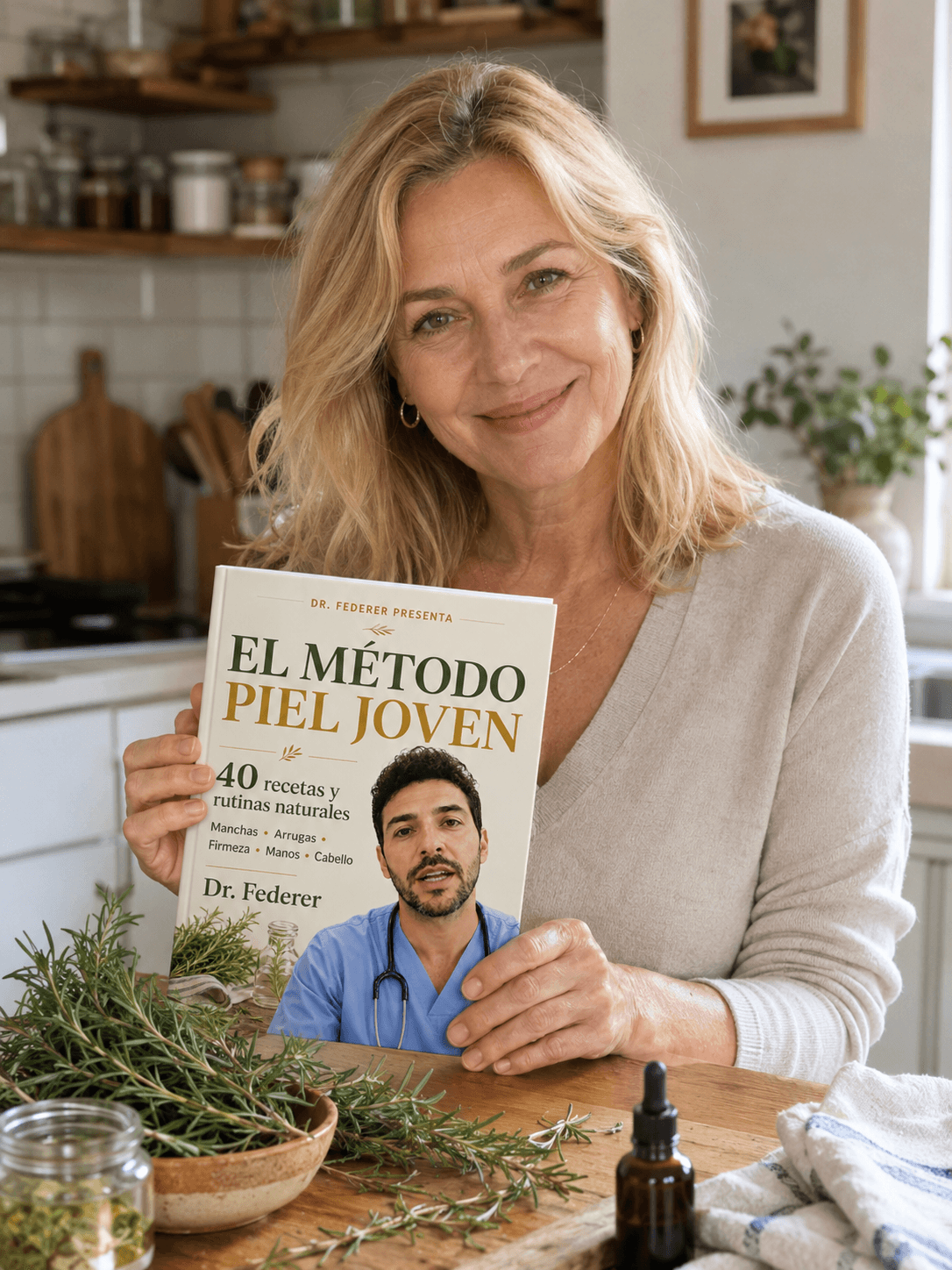 Norma B. con la guía El Método Piel Joven